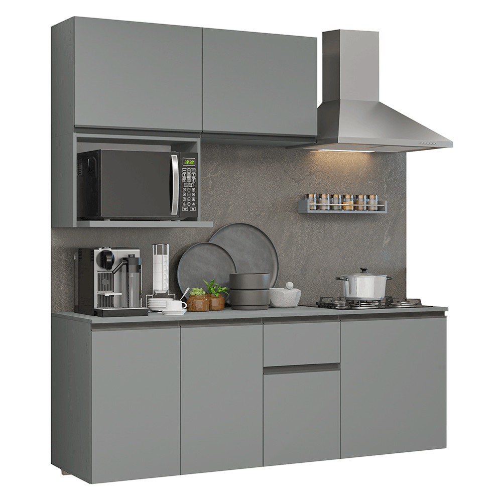 Cocina Compacta 180 cm Sin Patas Nice Gris 03