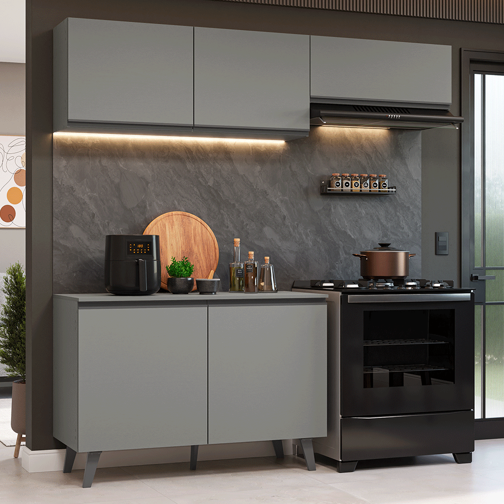 Cocina Compacta 200cm Gris Nice Madesa 01