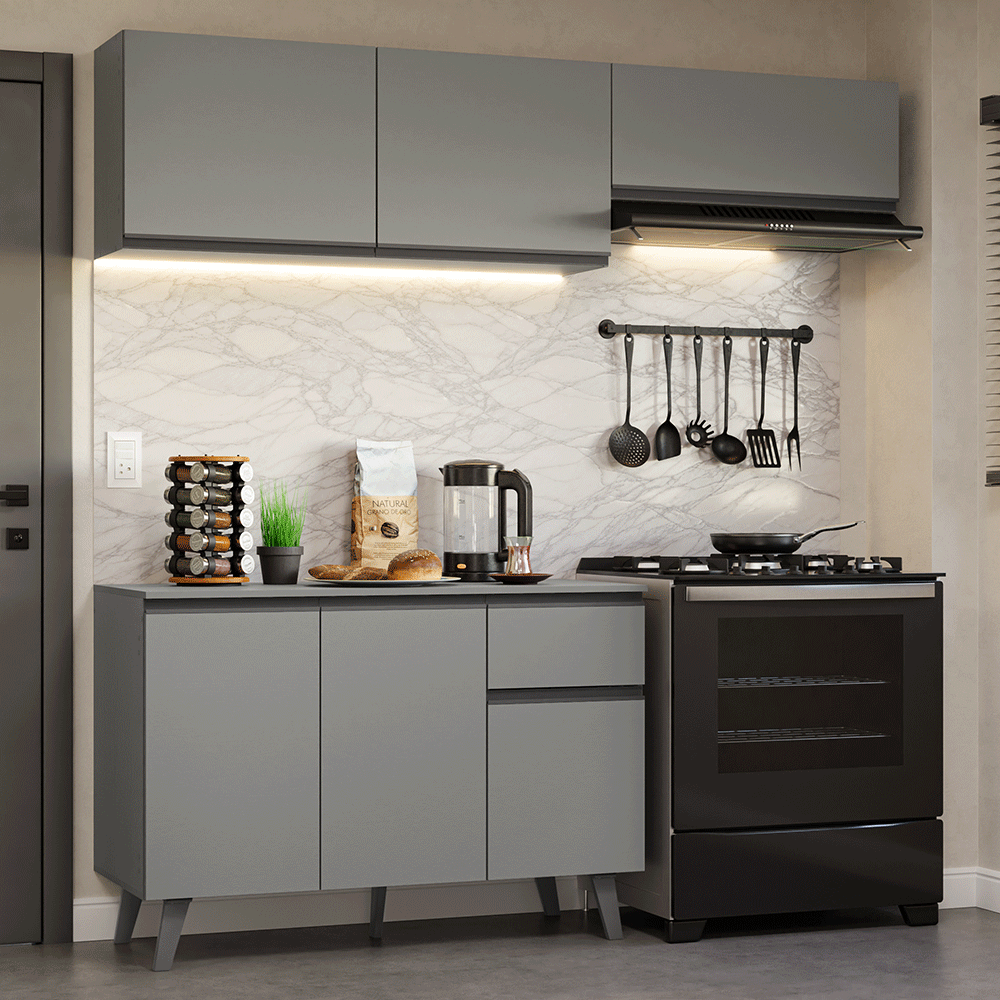 Cocina Compacta 200cm Gris Nice Madesa 03