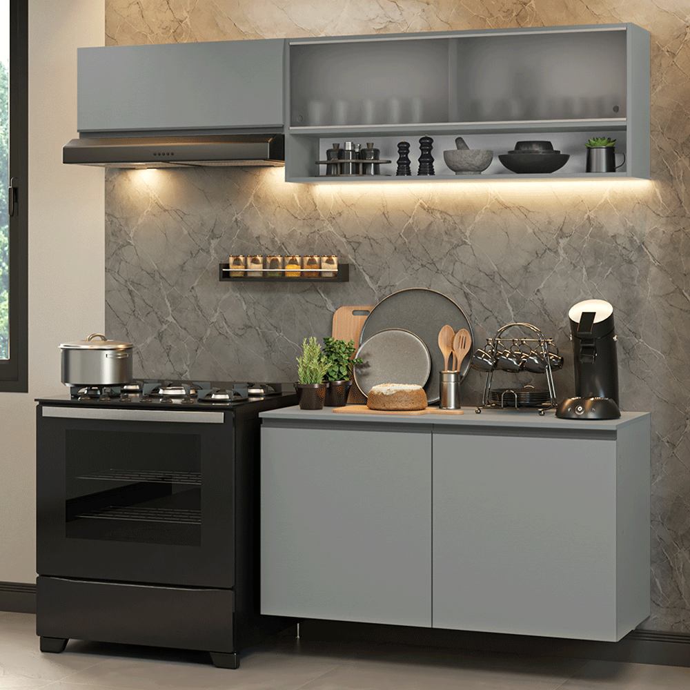 Cocina Integral 200 cm sin Patas Gris Nice 07