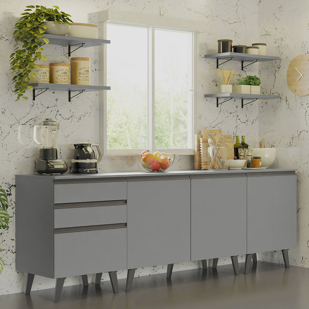 Cocina Compacta 240cm Gris Nice Madesa 01