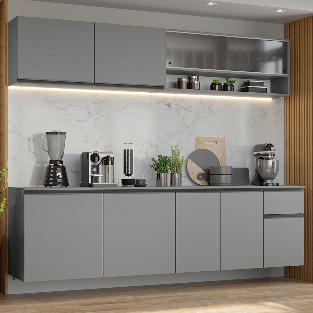 Cocina Integral 240 cm sin Patas Gris Nice 04