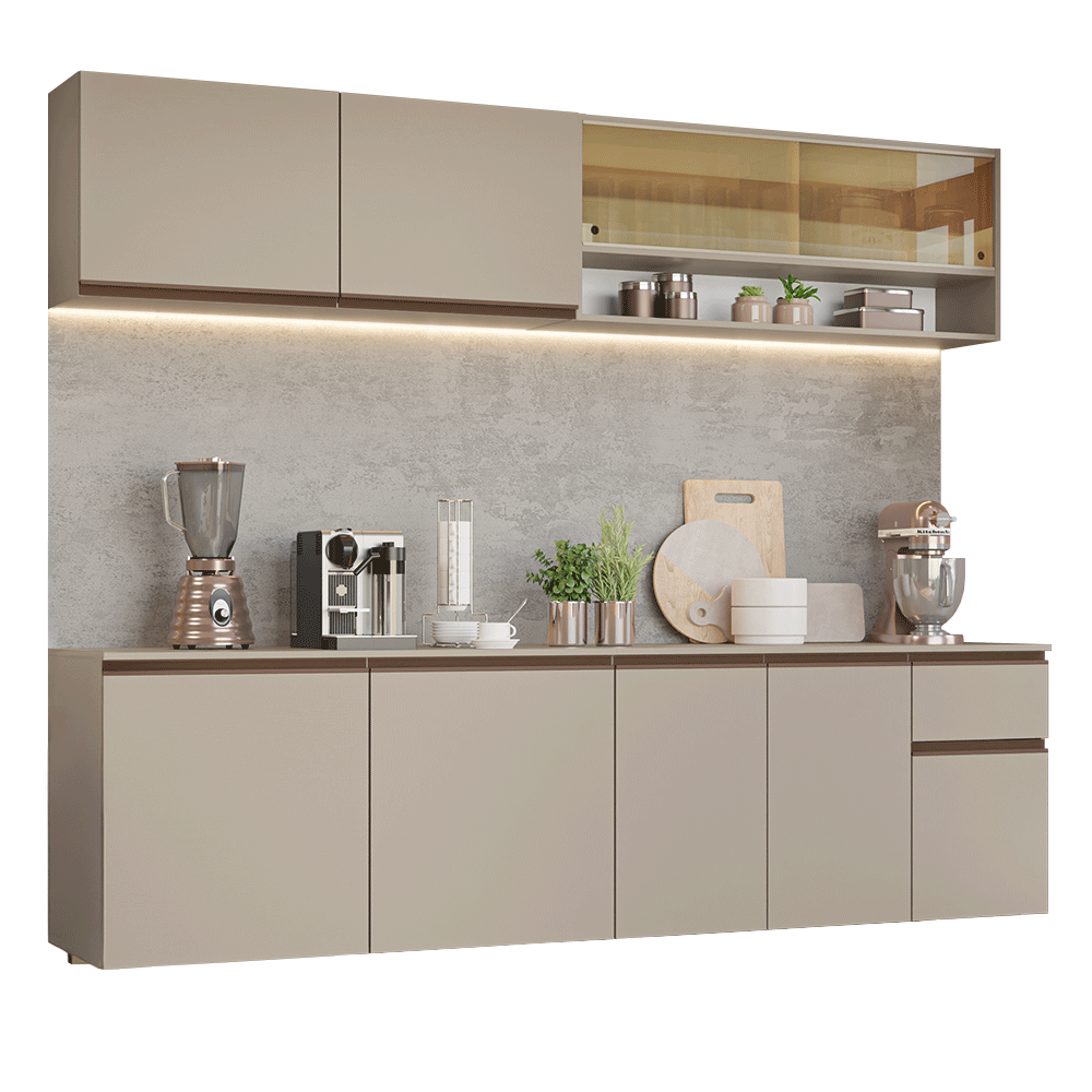 Cocina Integral 240 cm sin Patas Crema Nice 05