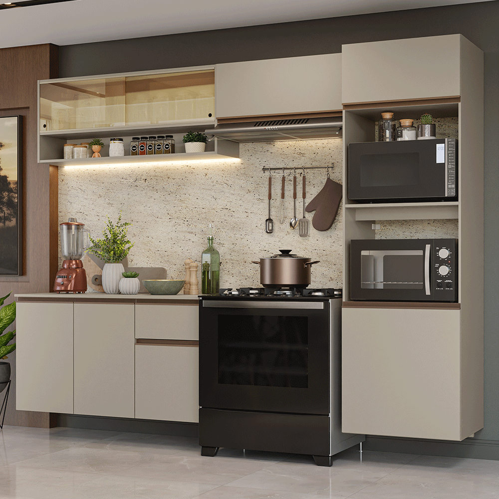 Cocina Integral 260 cm sin Patas Crema Nice 10