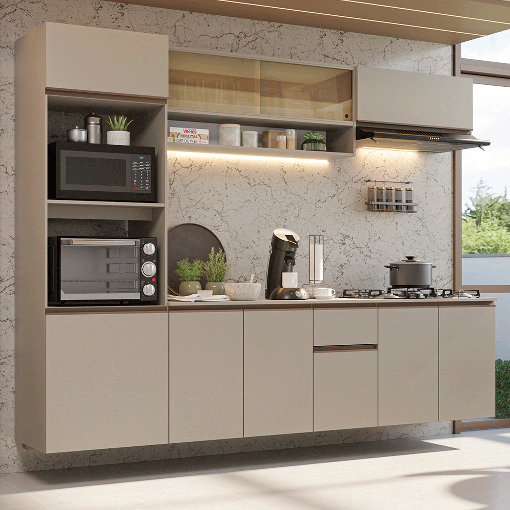 Cocina Integral 260 cm sin Patas Crema Nice 14