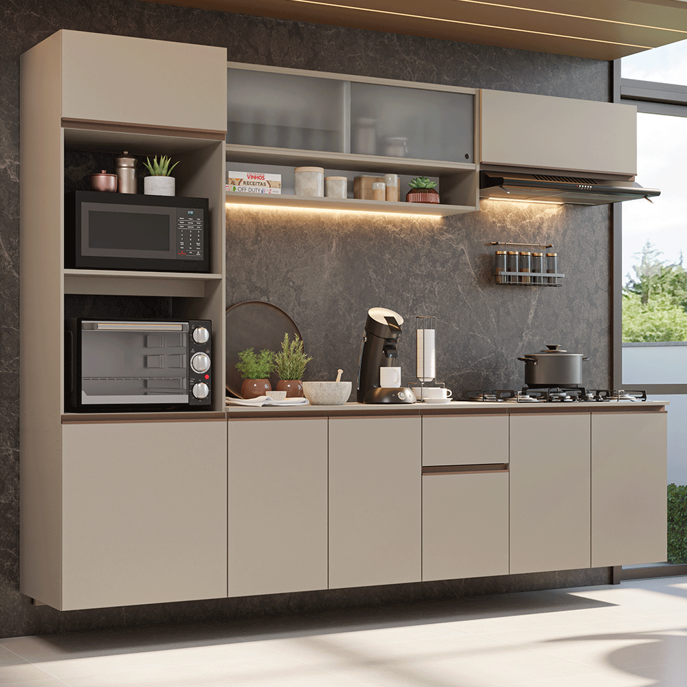 Cocina Integral 260 cm sin Patas Crema Nice 15