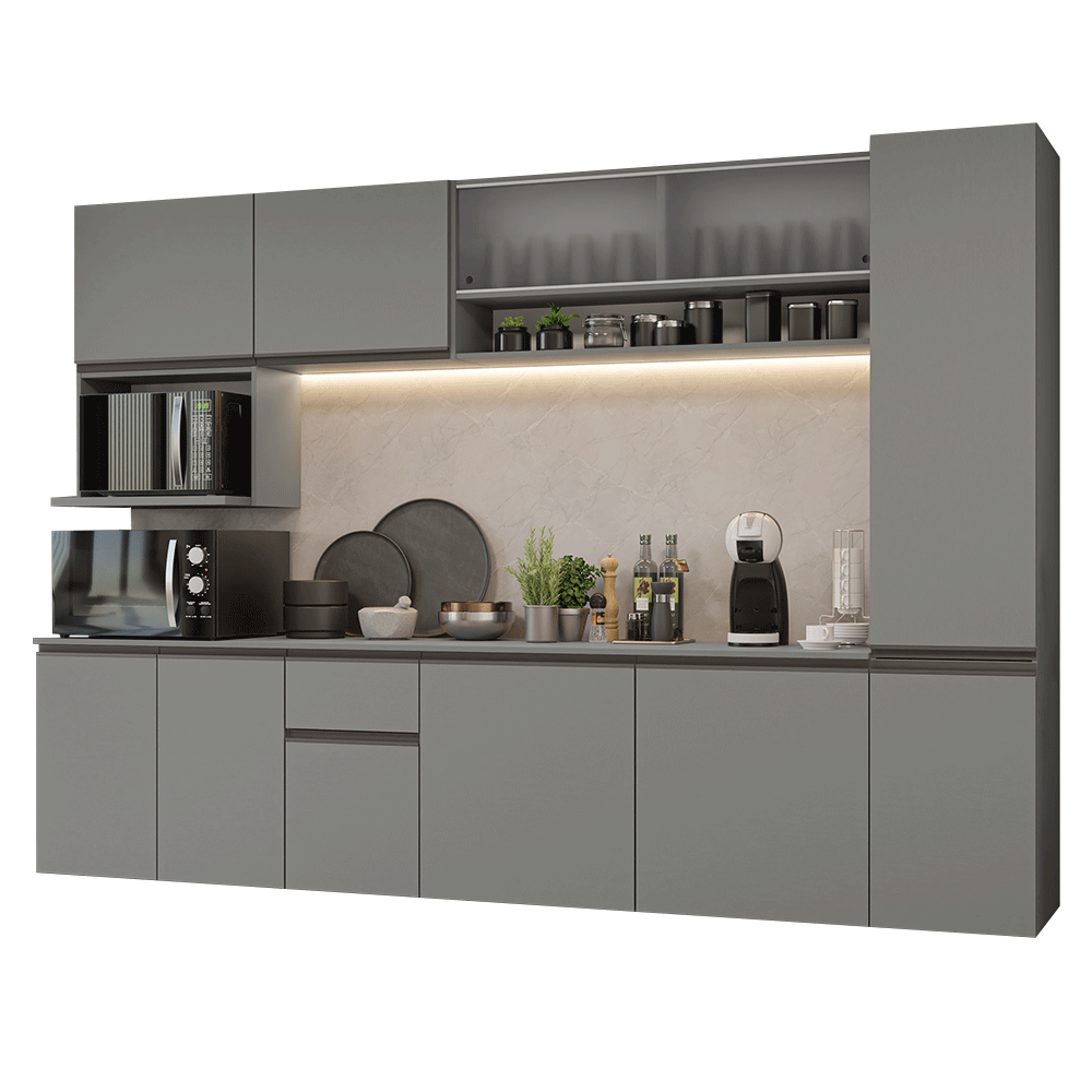 Cocina Integral 280 cm sin Patas Gris Nice 04