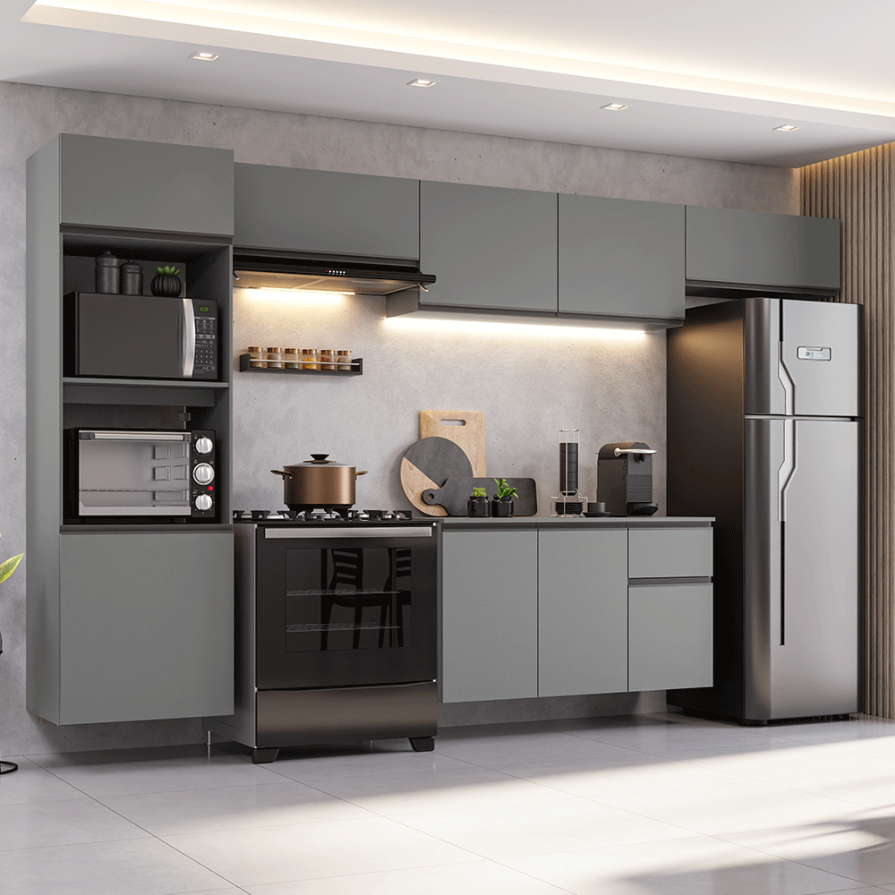 Cocina Integrale 340cm Suspendida Gris Nice Madesa 02