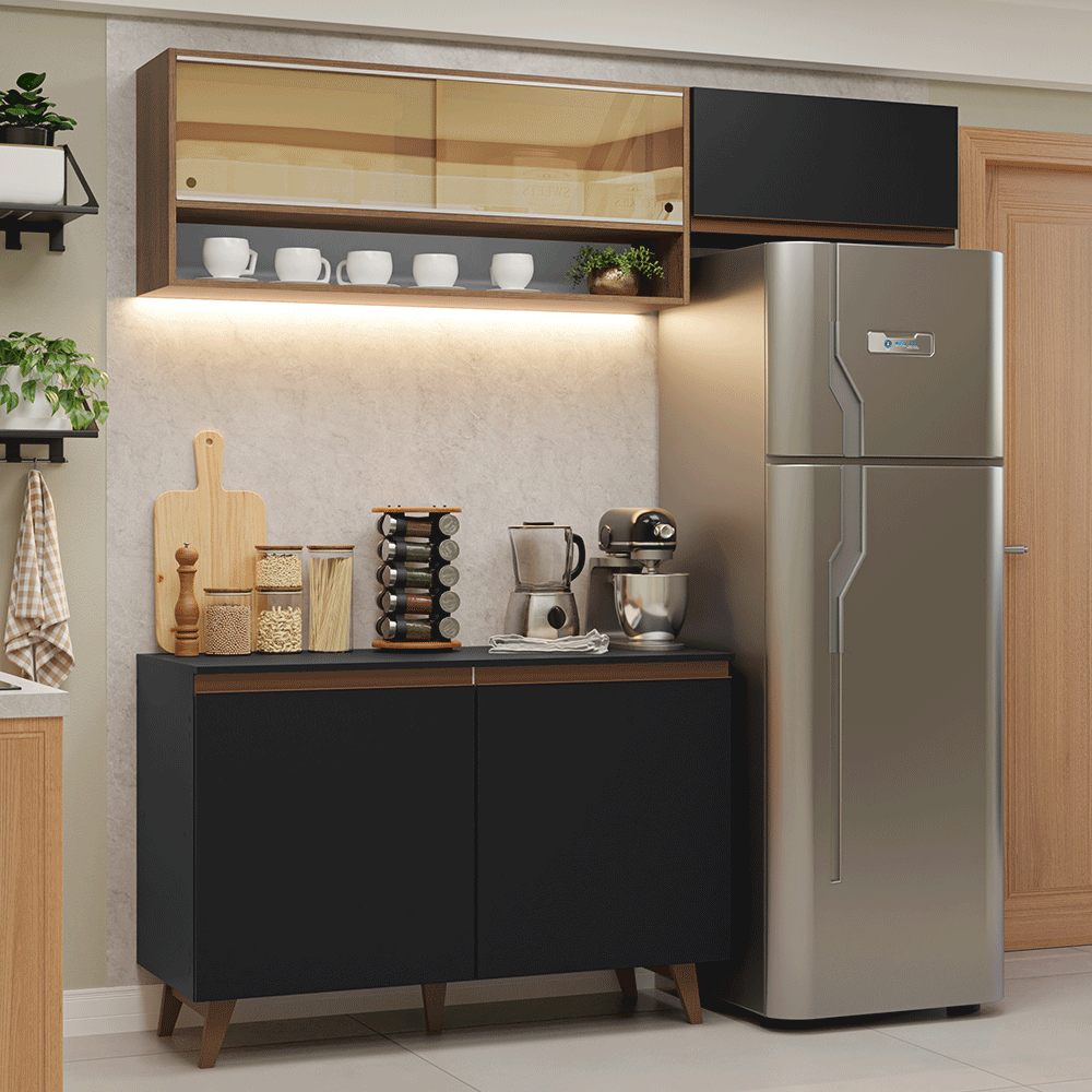 Cocina Integral 190cm Negro/Marrón Reims Madesa 07