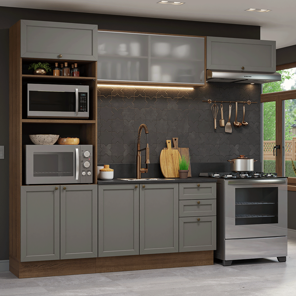 Cocina Integral 270 cm Marrón/Gris Vik Madesa 03