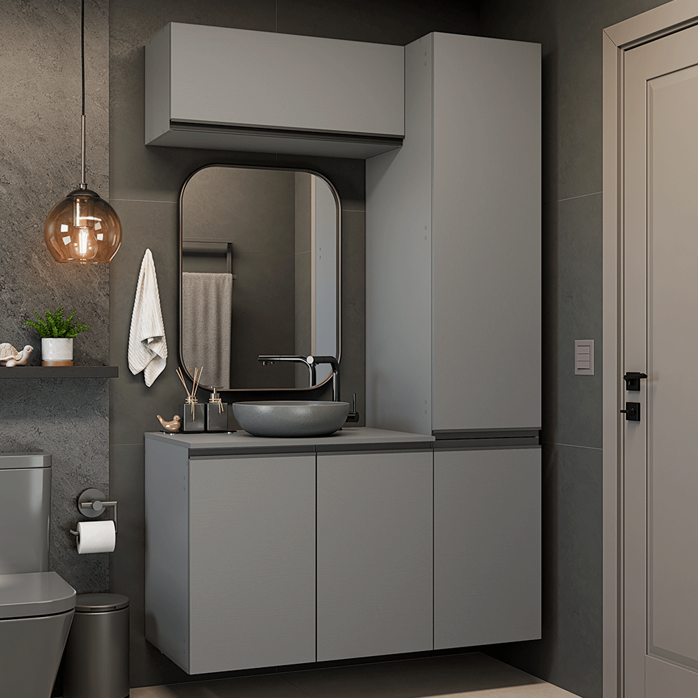 Gabinete para Bãno 120 cm 5 Puertas Sin Patas Nice Gris 02