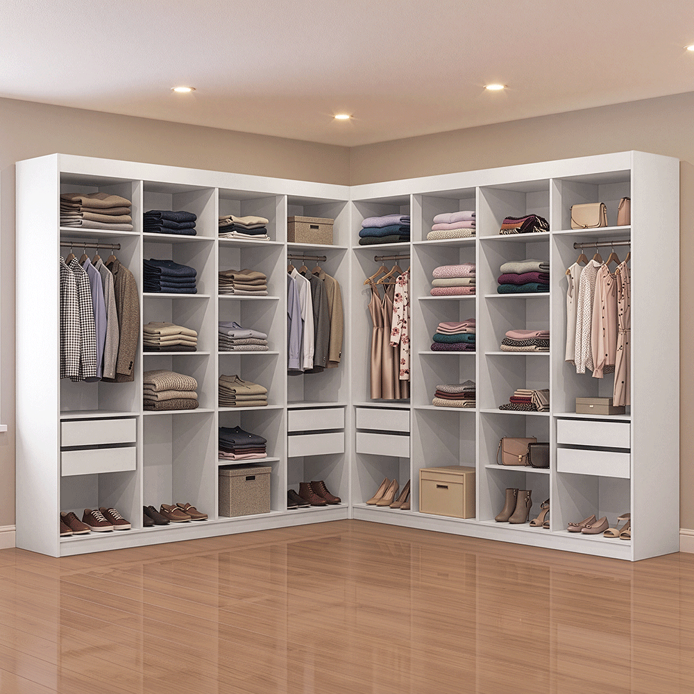 Clóset Esquinero 522 cm 8 Cajones Blanco Venus Madesa
