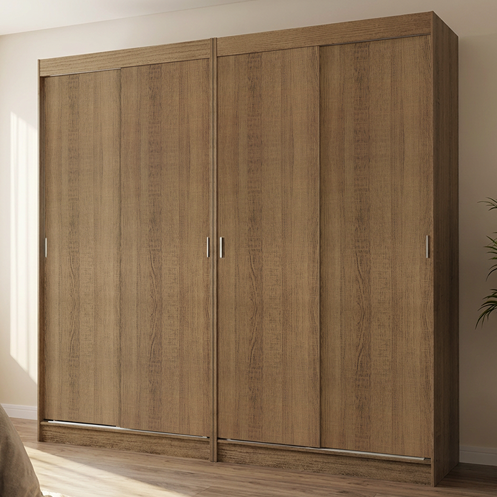Conjunto de 2 Clósets 4 Puertas Corredizas Marrón Tokio Madesa
