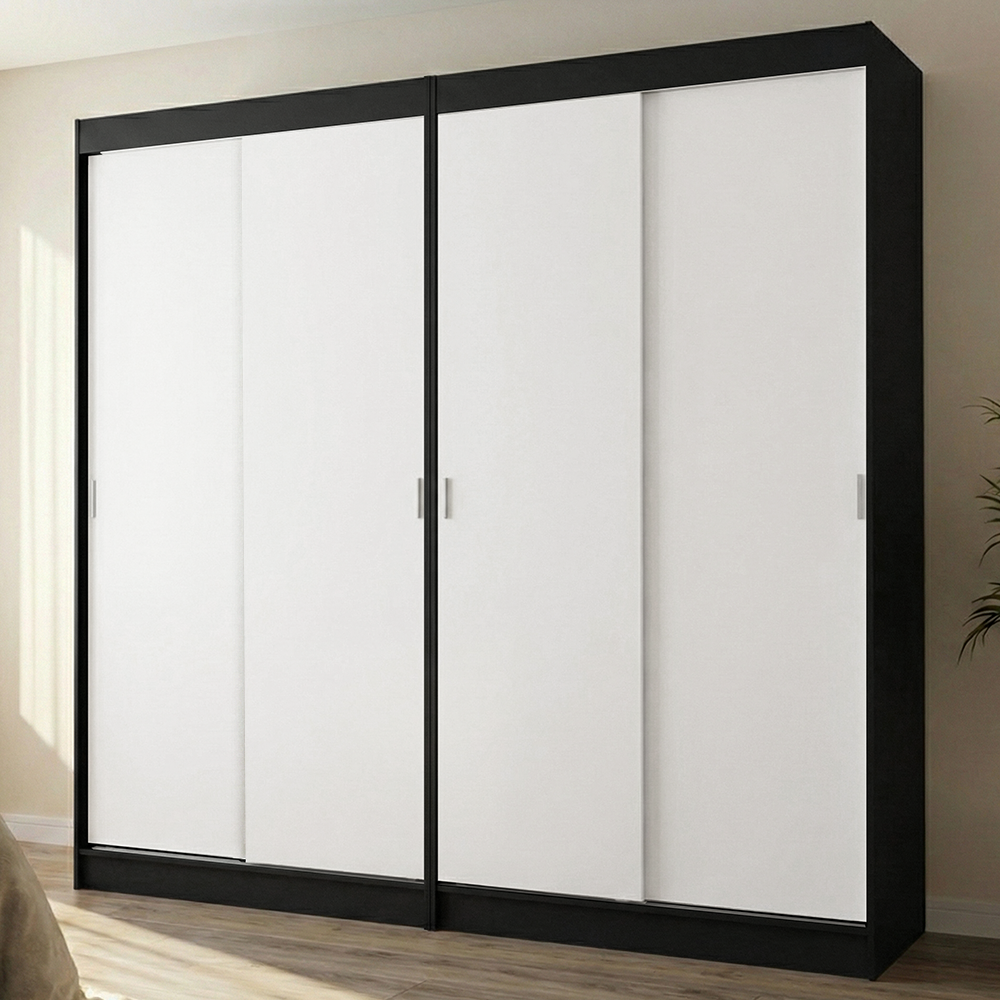 Conjunto de 2 Clósets 4 Puertas Corredizas Negro/Blanco Tokio Madesa