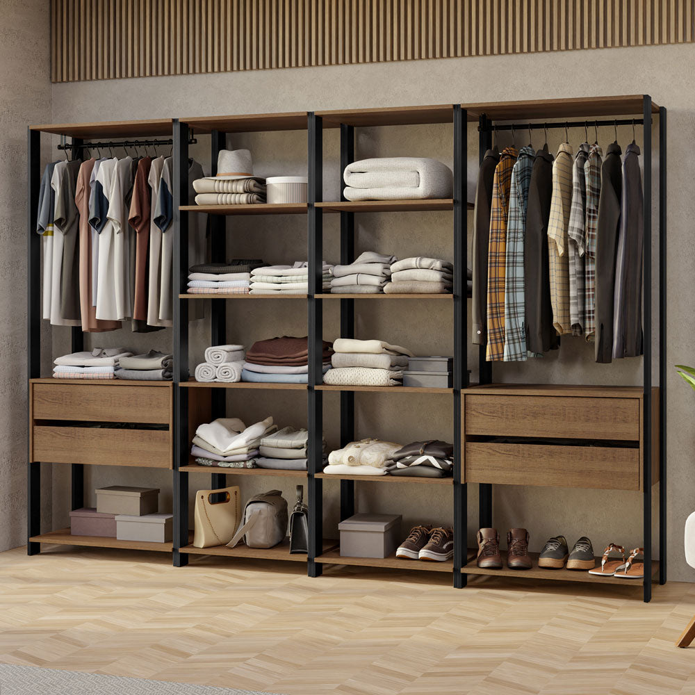 Clóset Modulado Valencia 4 Cajones 258cm Marrón/Negro 02