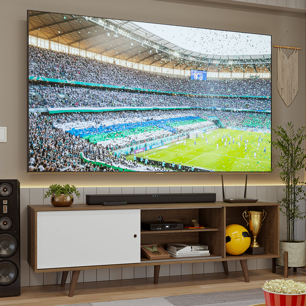 Mueble para TV hasta 80 Pulgadas 160cm con patas Marrón/Blanco/Marrón Torino Madesa