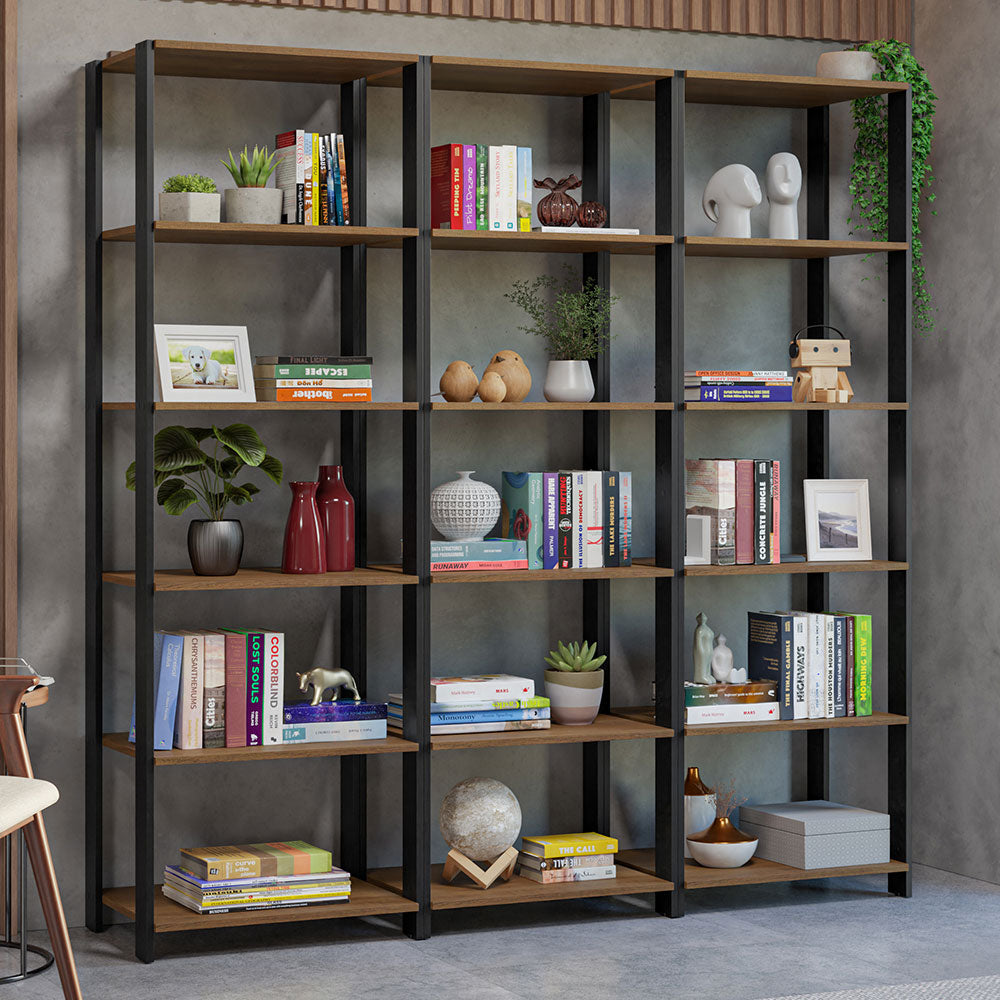 Estante Librero 177cm Marrón/Negro