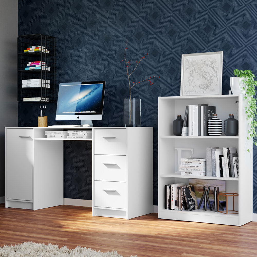 Escritorio Alaska + Estante Librero 6907 Blanco