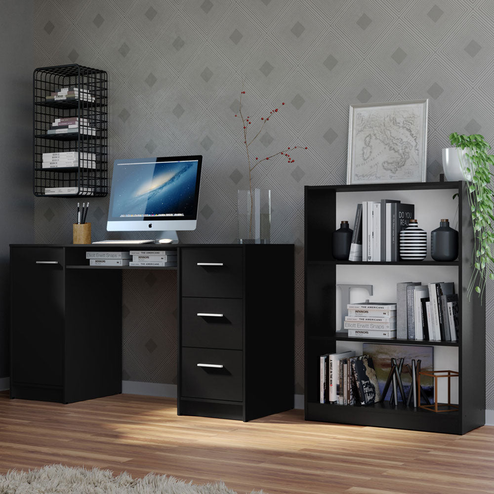 Escritorio Alaska + Estante Librero 6907 Negro