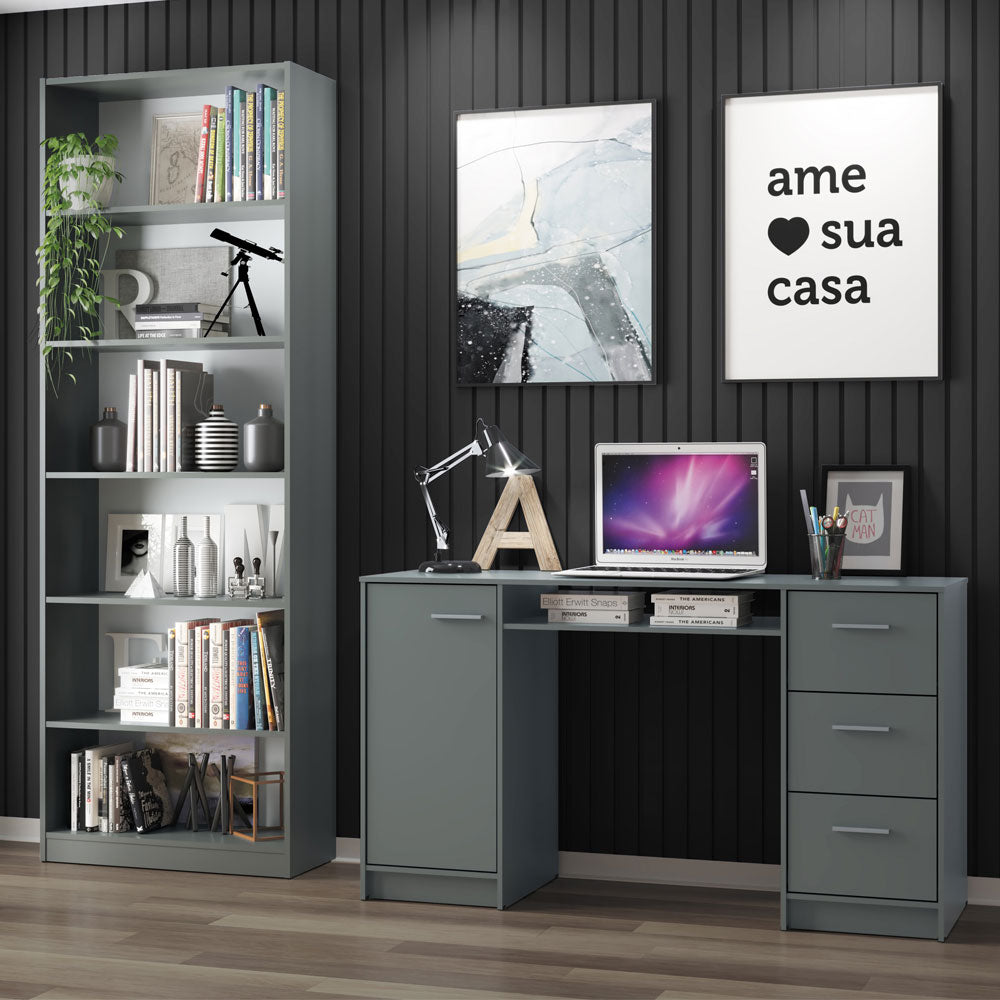 Kit Estante Librero Madesa 6908 y Organizador 9400 Gris