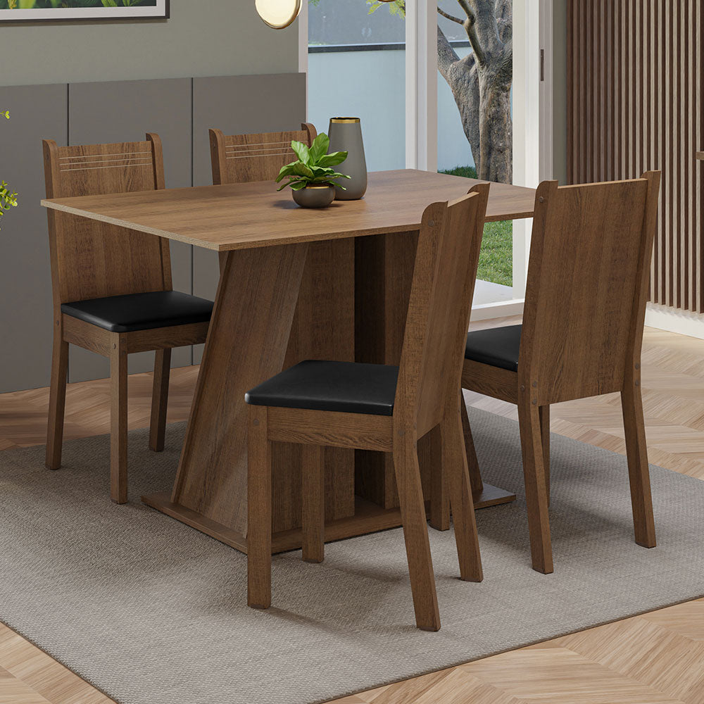 Juego de Comedor Mesa Encimera de Madera 4 Sillas Marrón/Negro Marilyn