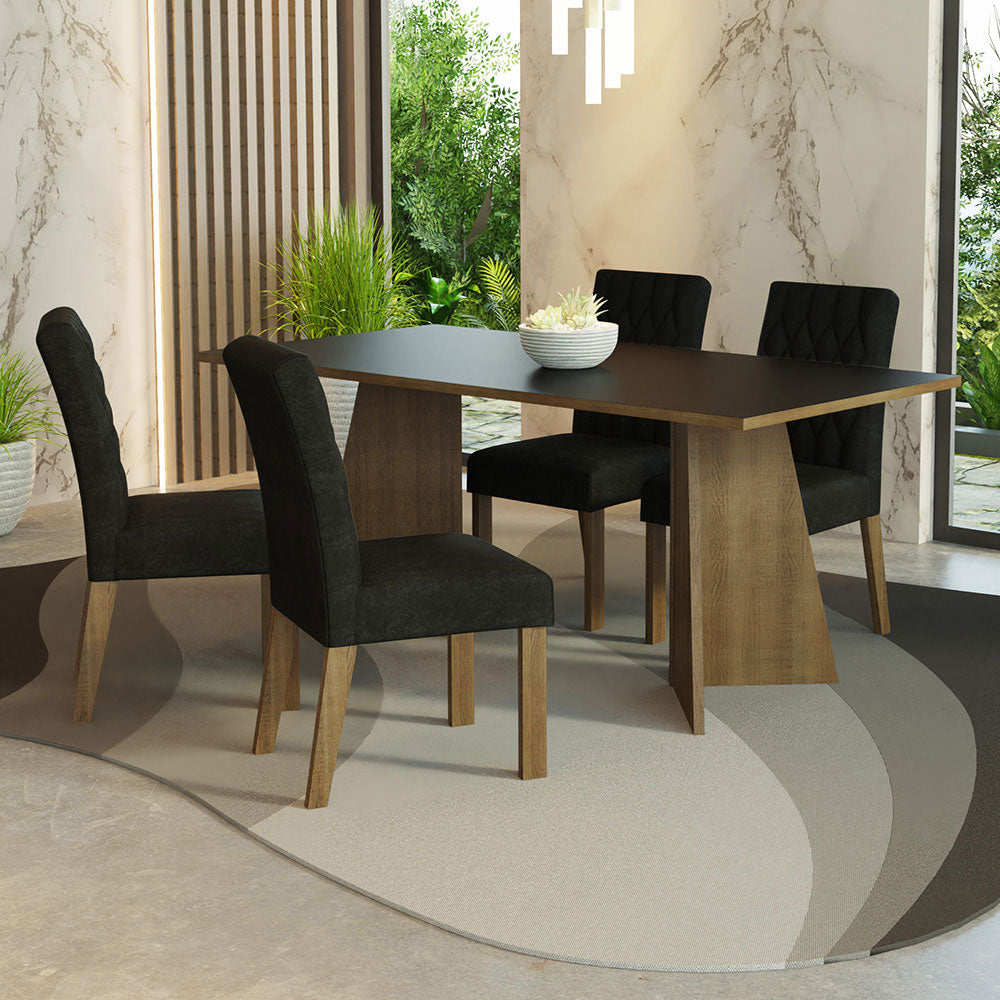 Juego de Comedor Encimera de Madesa 4 Sillas Marrón/Negro/Oxford Ruby