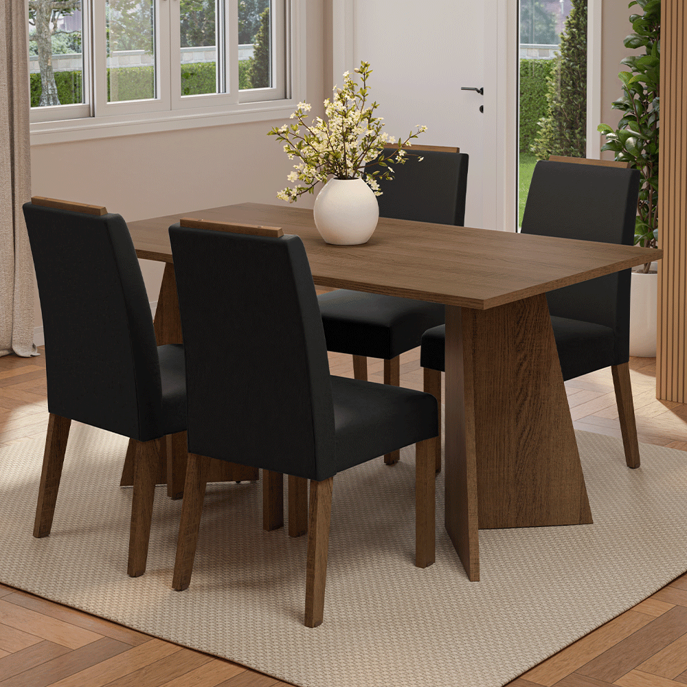 Juego de Comedor Encimera de Madera 4 Sillas Marrón/Oxford Évora Madesa