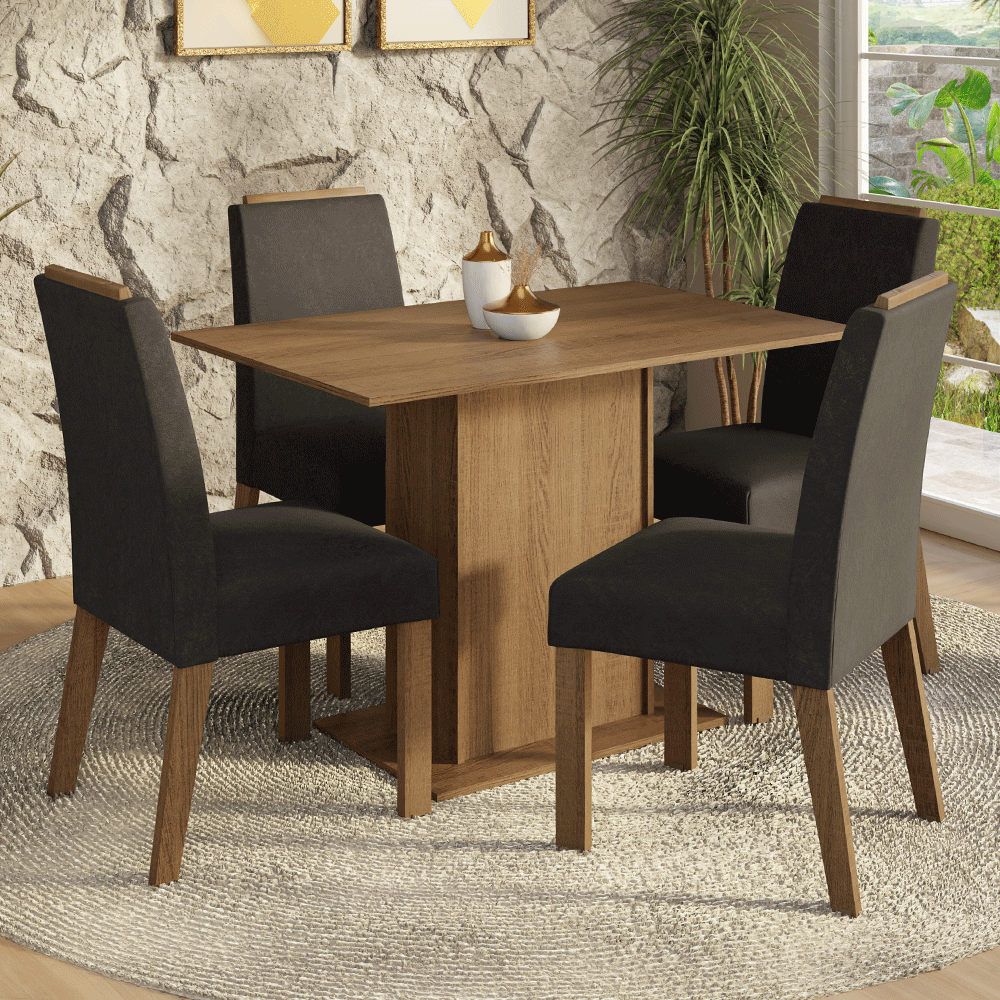 Conjunto de Comedor Encimera de Madera 4 Sillas Marrón/Oxford Acácia Madesa