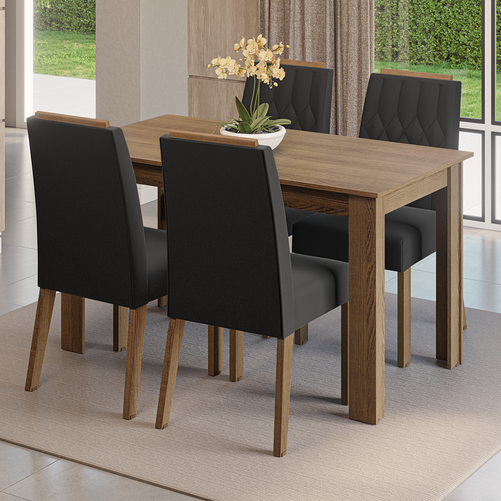 Conjunto de Comedor Encimera de Madera 4 Sillas Marrón/Oxford Hera Madesa