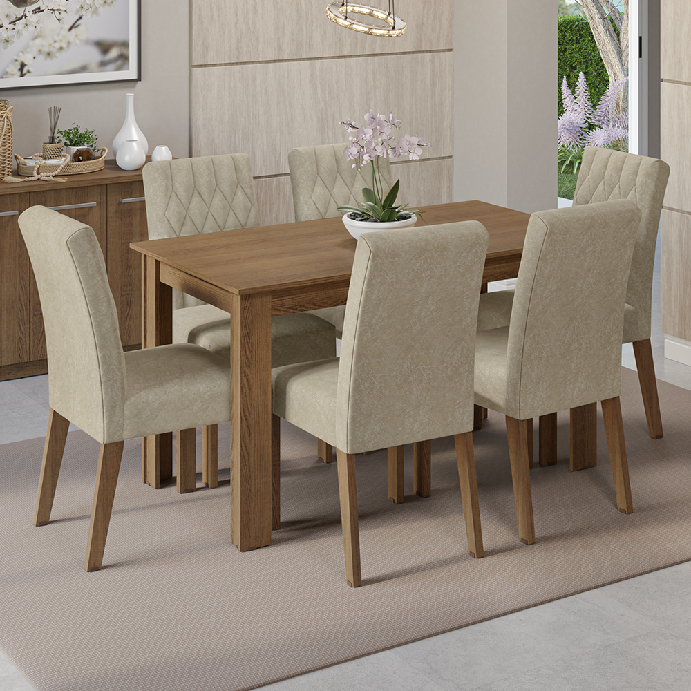 Juego de Comedor Mesa con Encimera de Madera 6 Sillas Marrón/Imperial Allegro