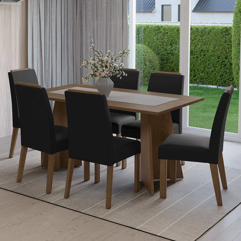 Juego de Comedor Encimera de Madera 6 Sillas Marrón/Oxford Soho Madesa