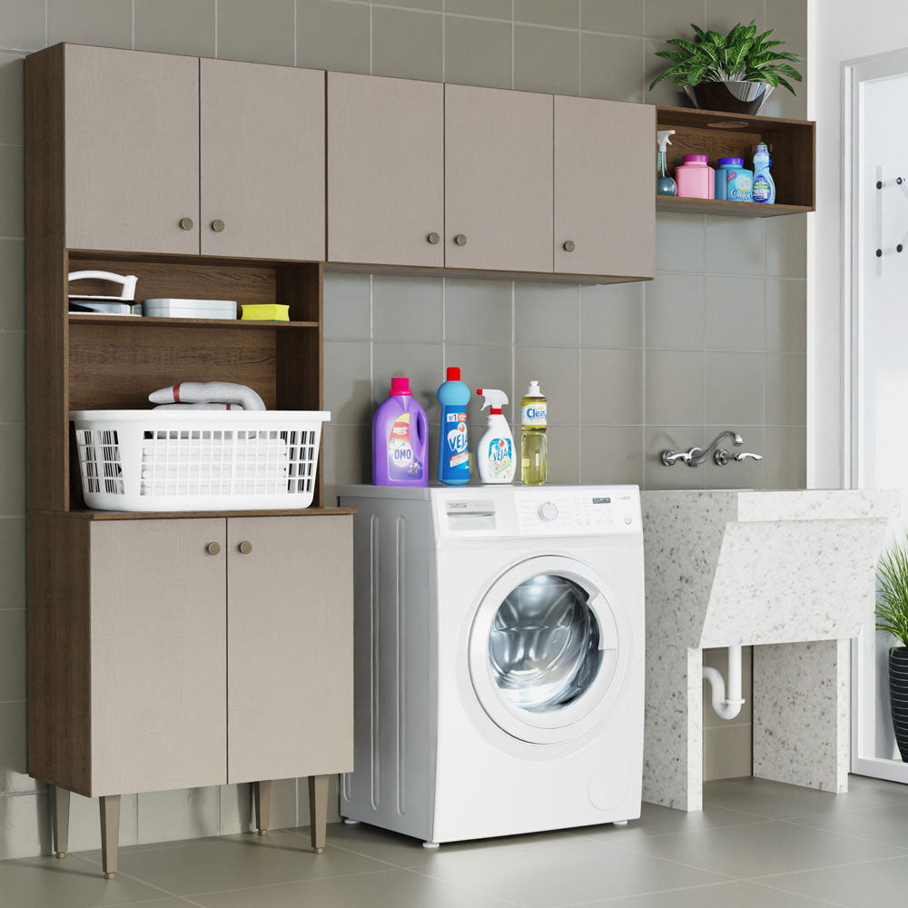 Kit Area de Lavado 235cm Marrón/Crema Gourmet – Madesa Muebles Mexico