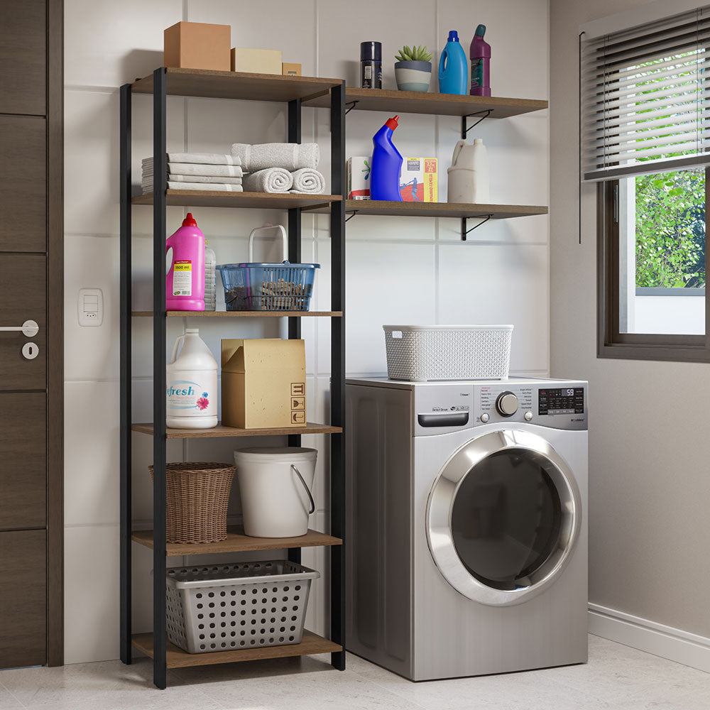 Estante Multiuso y Estantes para Lavadero 139cm Marrón/Negro