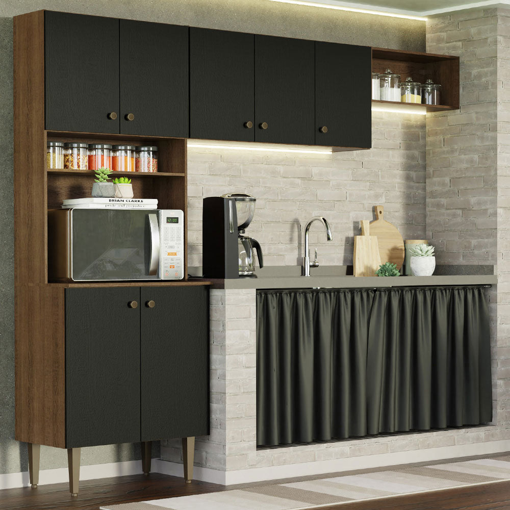 Armario Cocina Compacta 235cm Marrón/Negro Gourmet 01