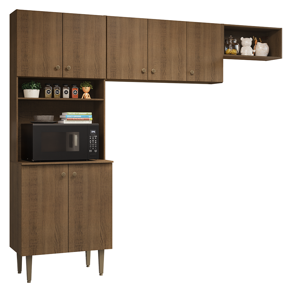 Cocina Integral 235cm Marrón Gourmet Madesa 03