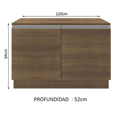 Mueble de Cocina para Fregadero Madesa Glamy 120 cm 2 Puertas (con Tablero) Marrón