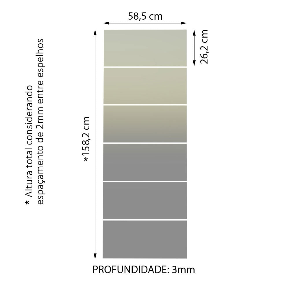 Kit con 6 Espejos de 26,2 x 58,5 cm para Clóset