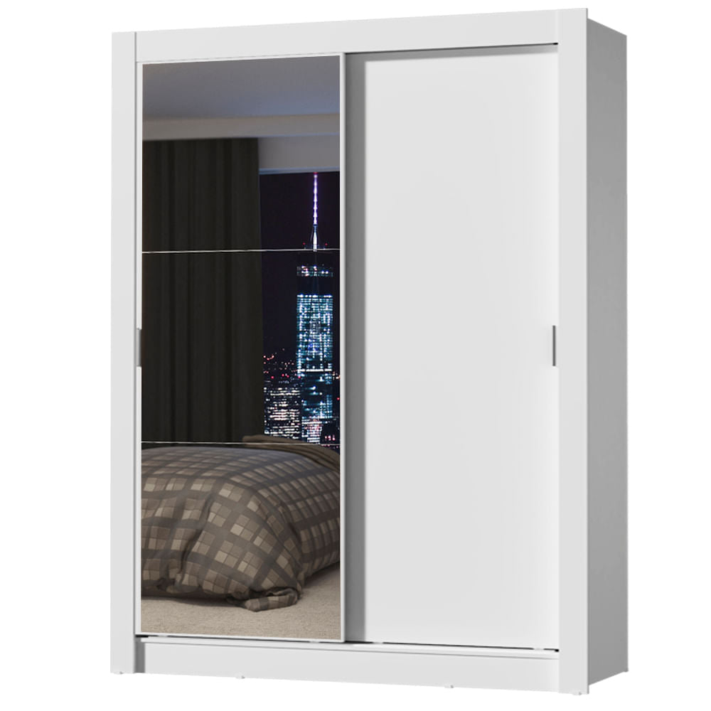 Clóset Soltero Denver 2 Puertas Corredizas con Espejo Blanco