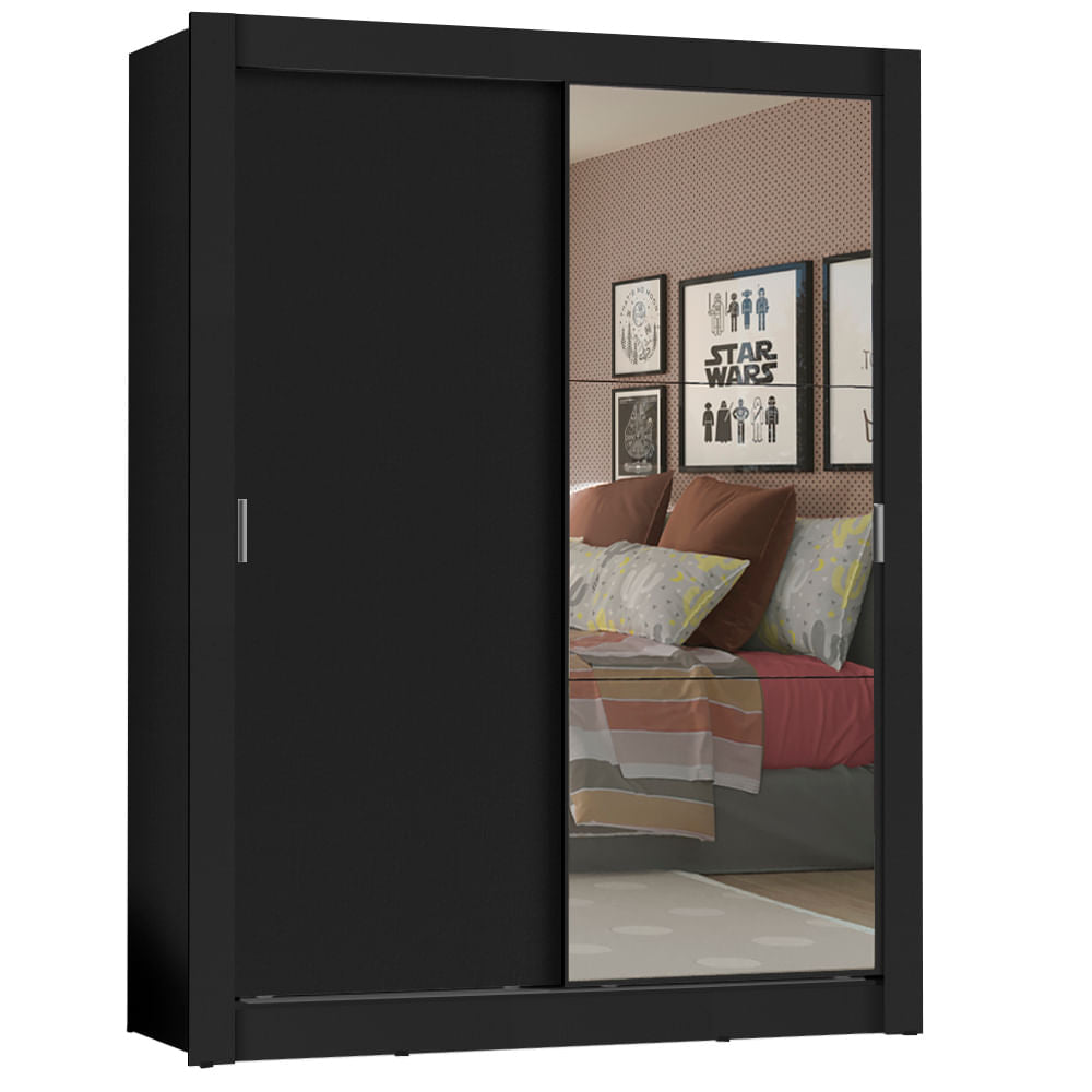 Clóset Soltero Denver 2 Puertas Corredizas con Espejo Negro