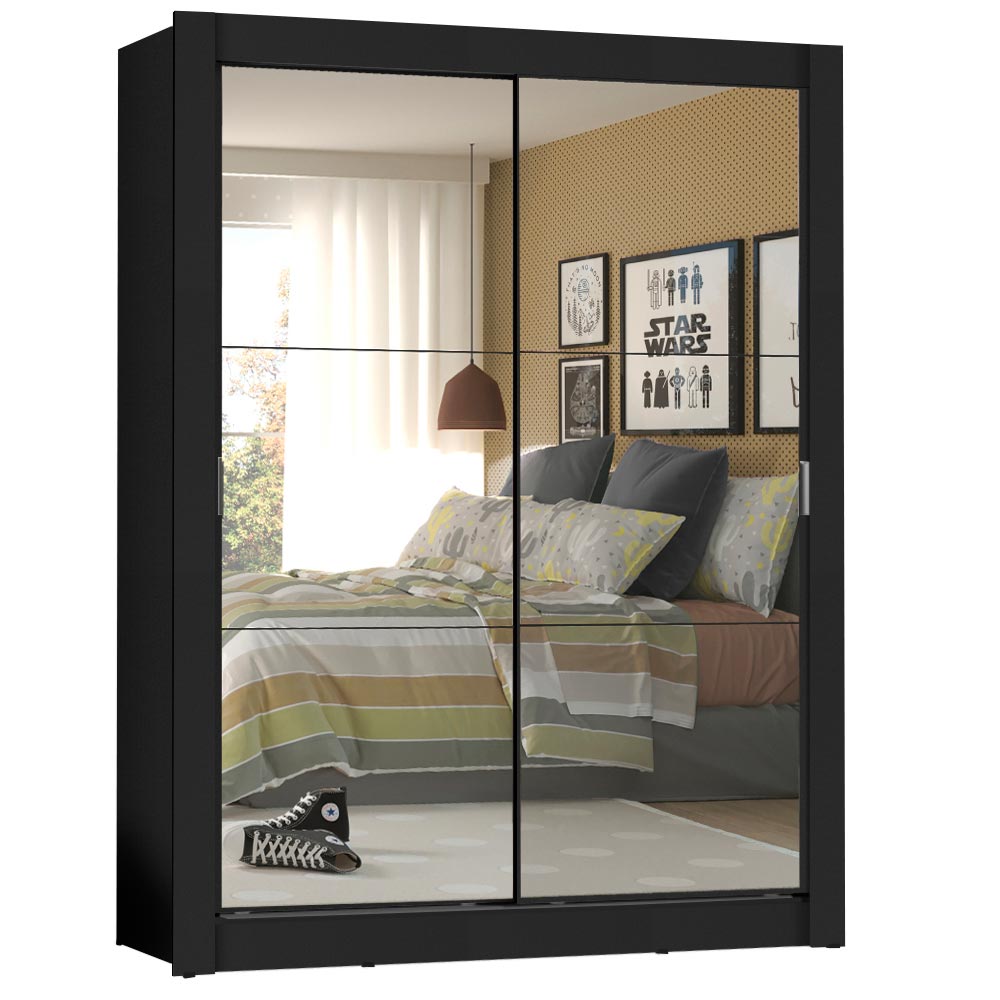 Clóset Soltero Denver 2 Puertas Corredizas 2 con Espejo Negro