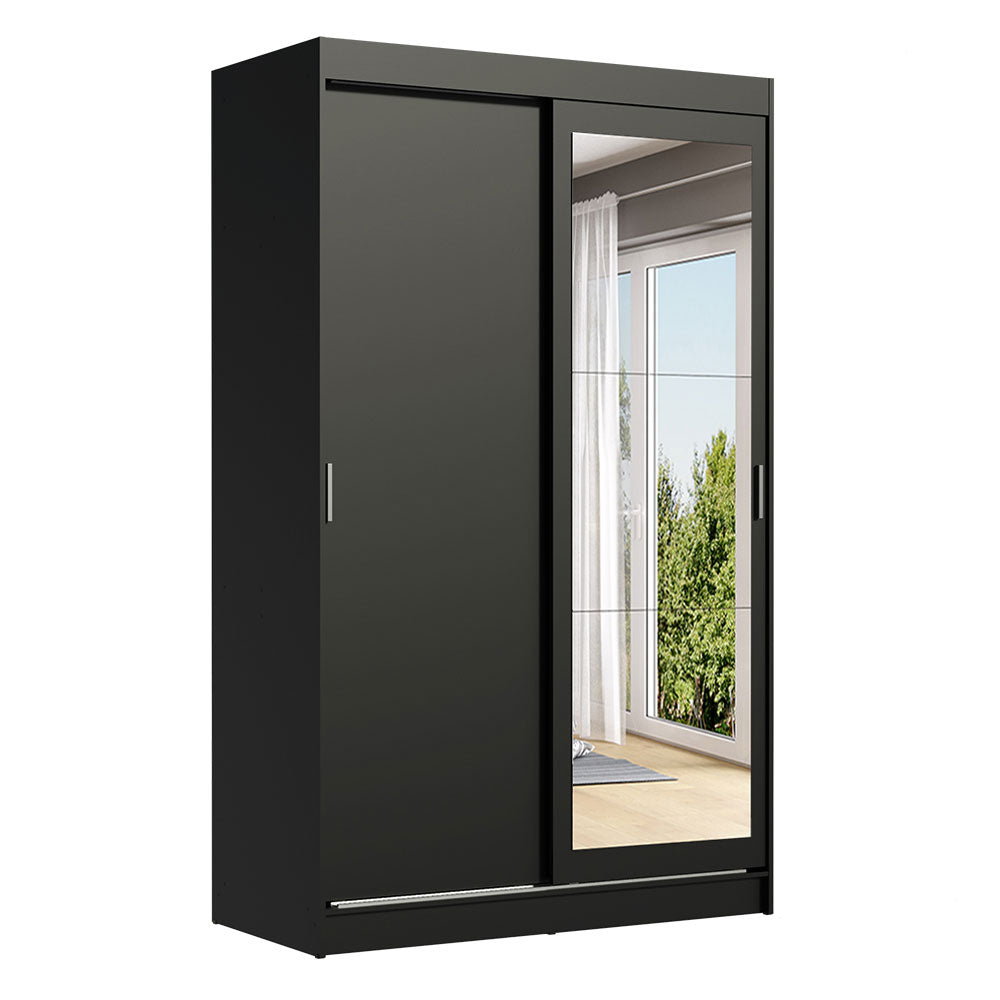 Clóset Soltero Tokio 2 Puertas Correderas con Espejo 2 Cajones Negro