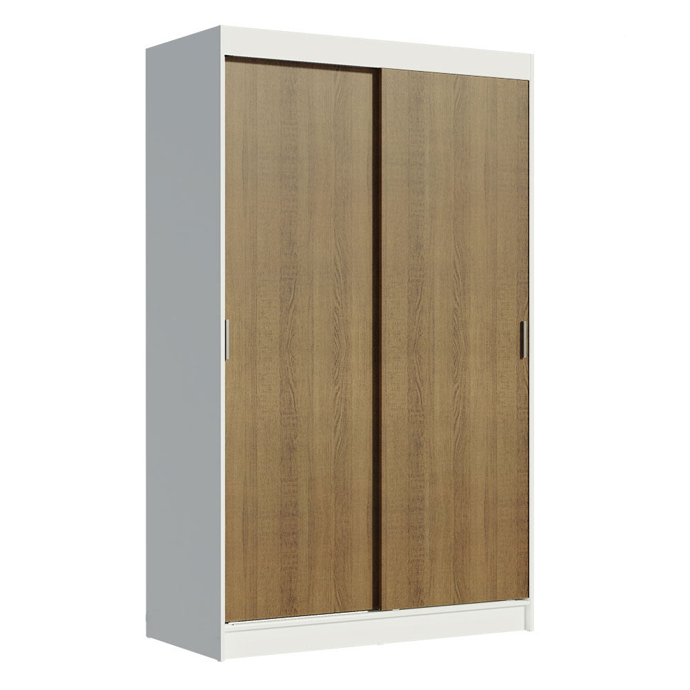 Clóset Soltero Tokio 2 Puertas Correderas 2 Cajones Blanco/Marrón