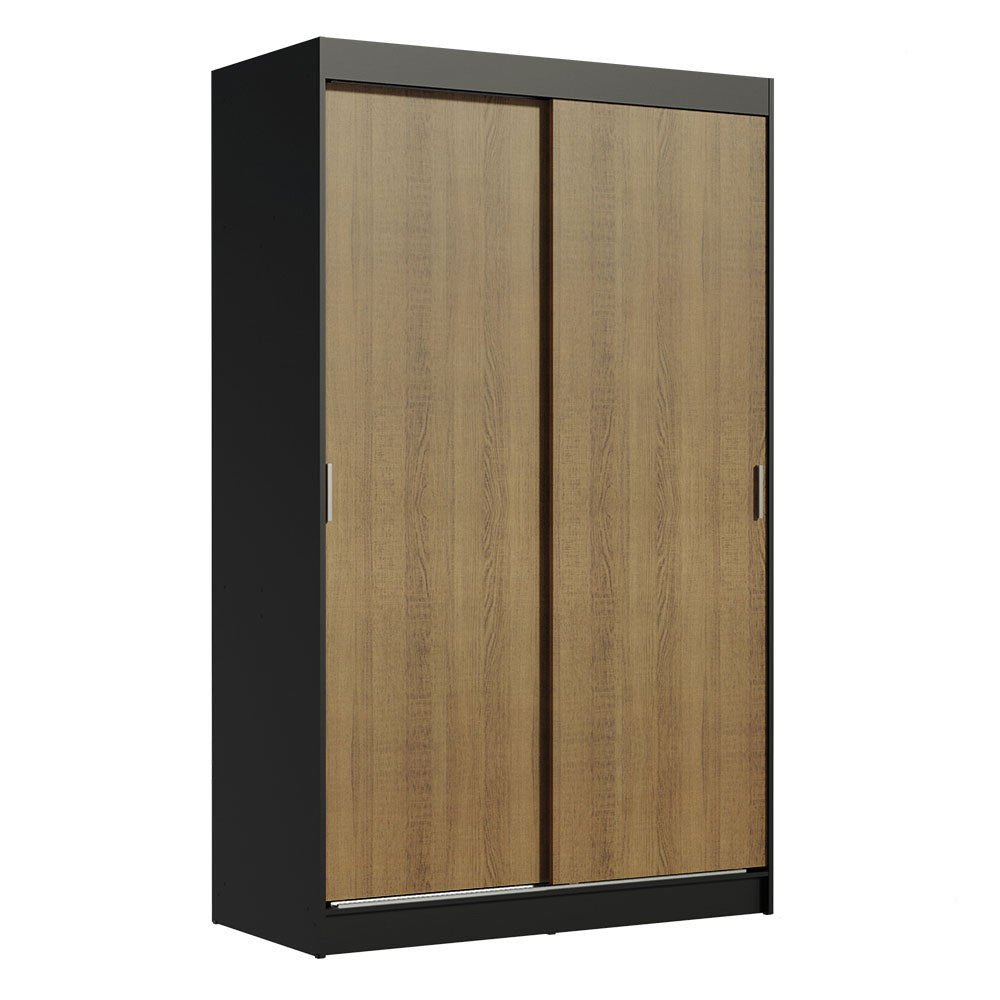 Clóset Soltero Tokio 2 Puertas Correderas 2 Cajones Negro/Marrón