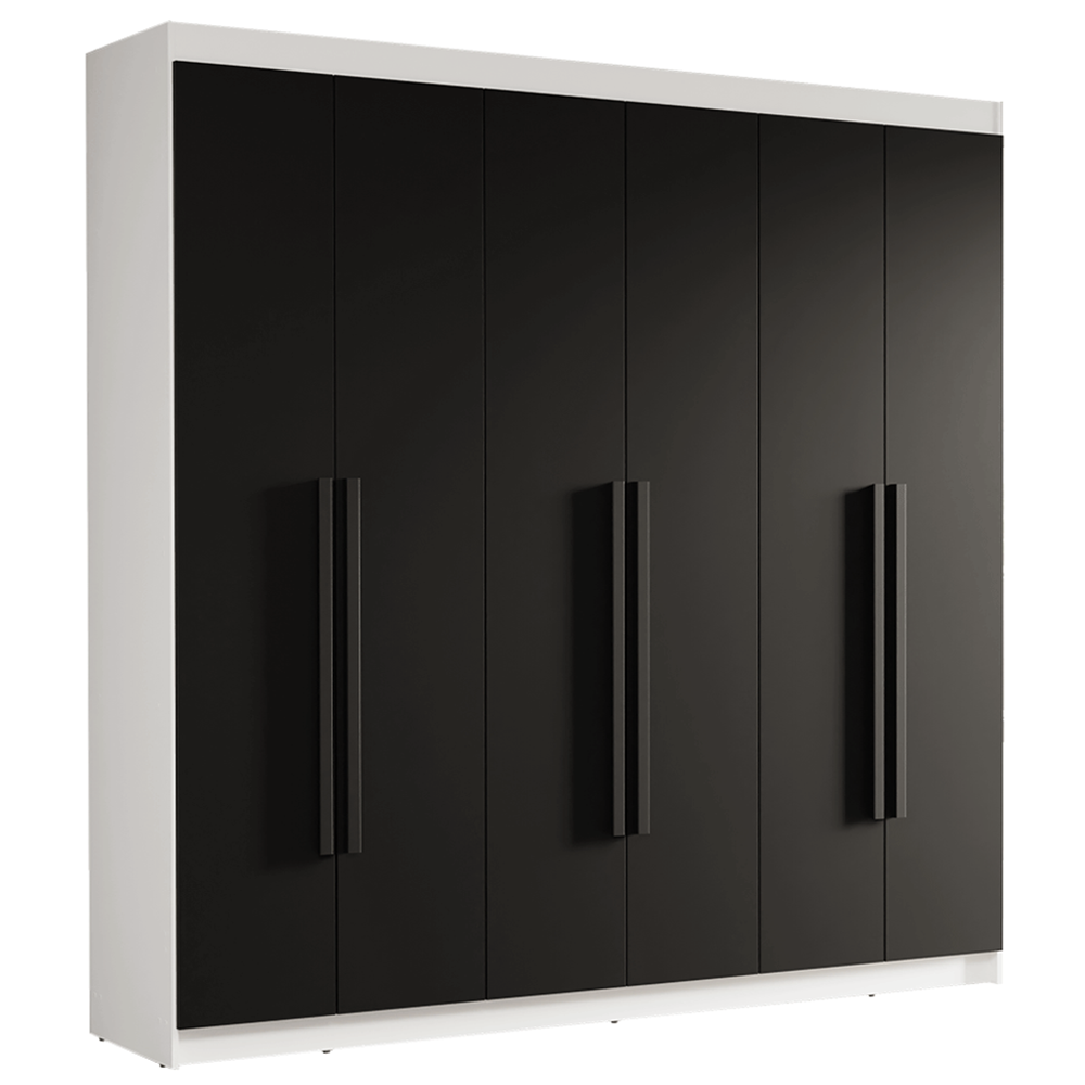 Clóset Matrimonial Venus 6 Puertas Batientes Blanco/Negro/Negro