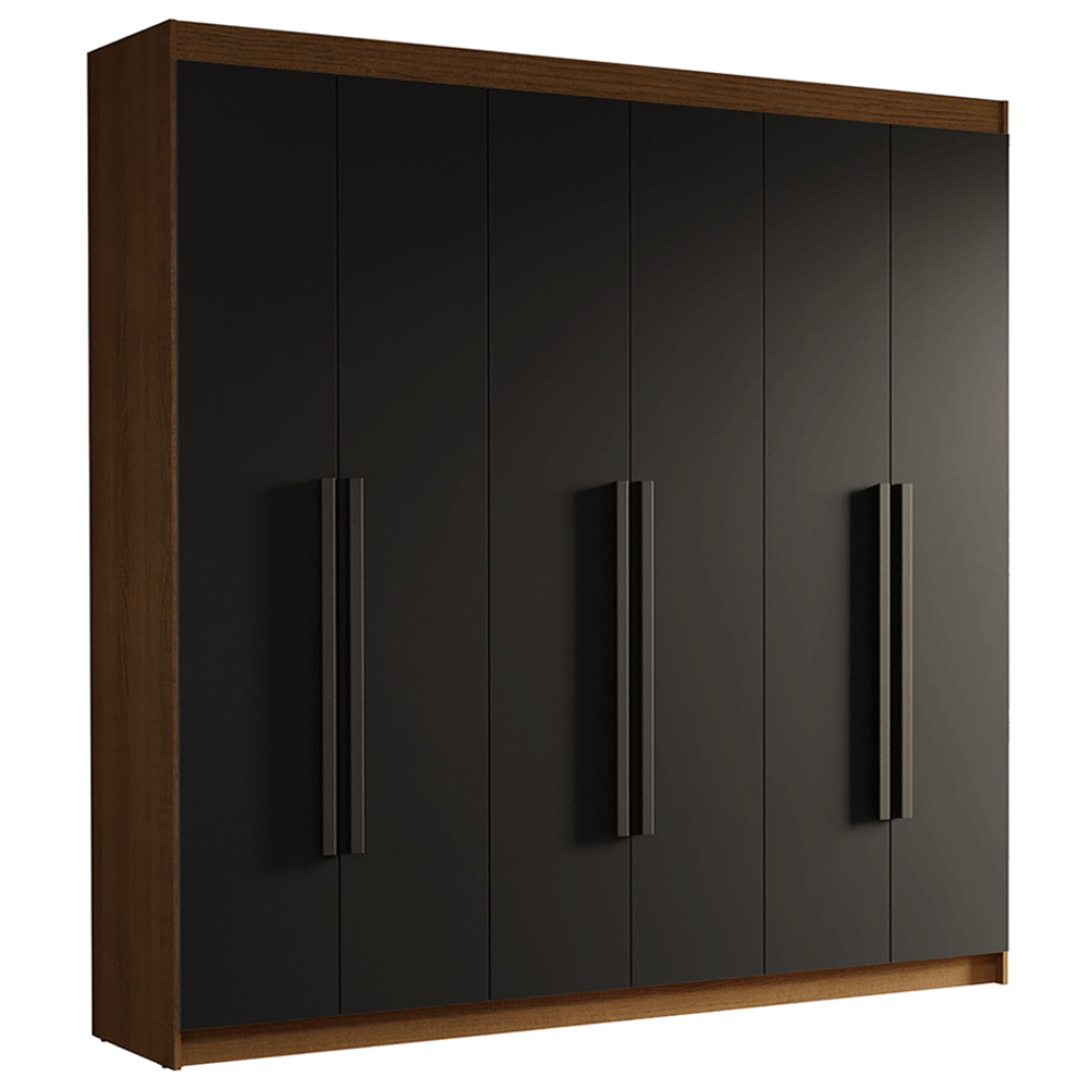 Clóset Matrimonial Venus 6 Puertas Batientes Marrón/Negro/Negro