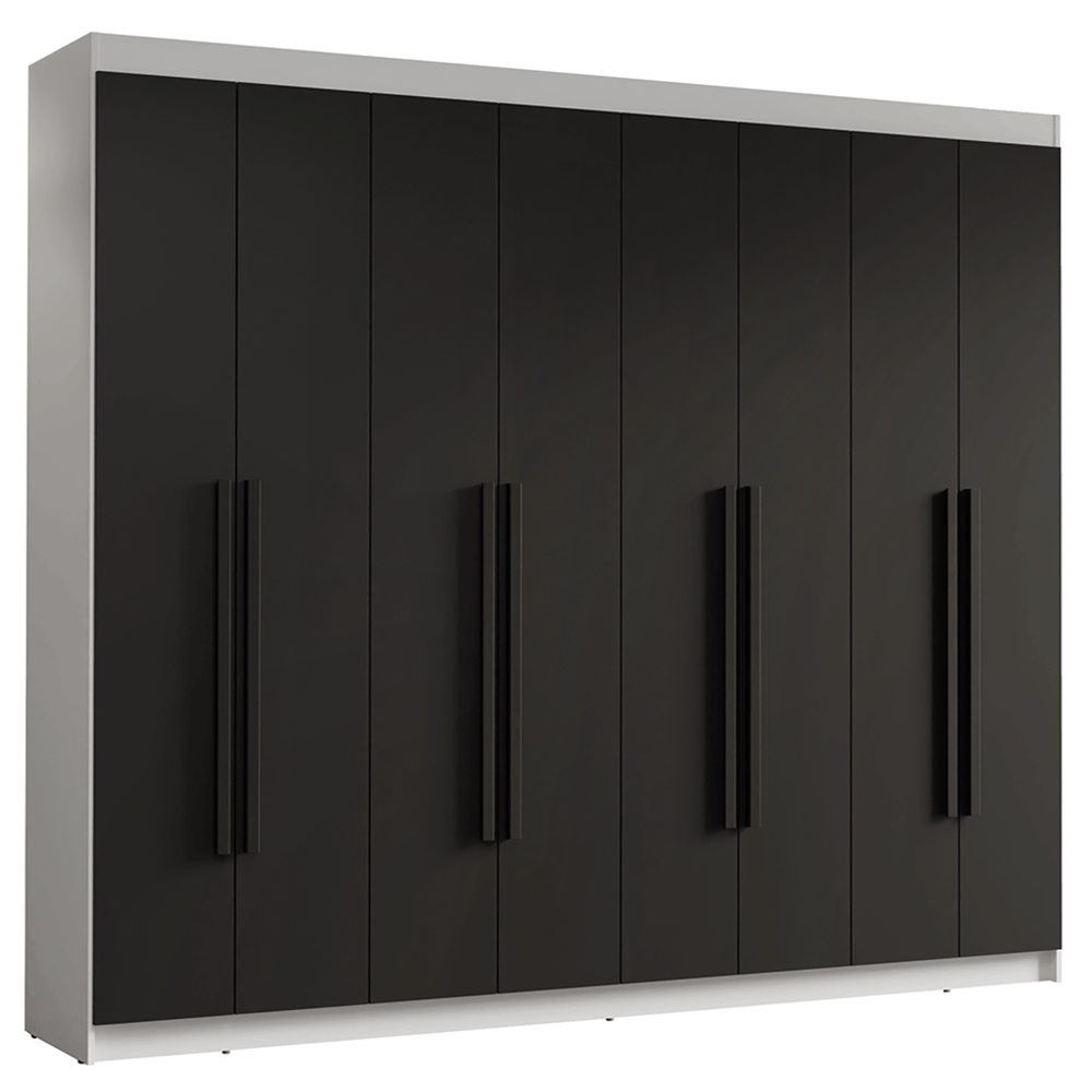 Clóset Matrimonial Venus 8 Puertas Batientes Blanco/Negro/Negro