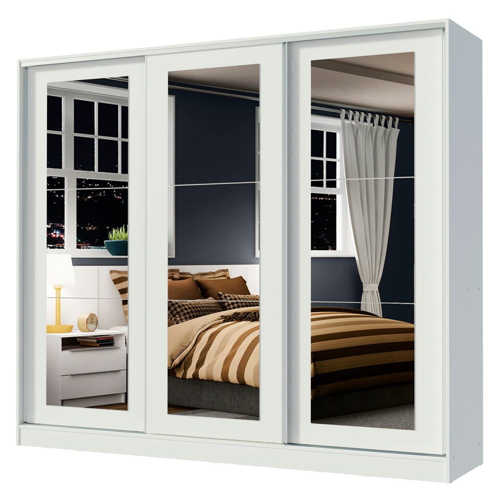 Clóset Matrimonial 100% MDF 3 Puertas Corredizas con Espejos Blanco Eros