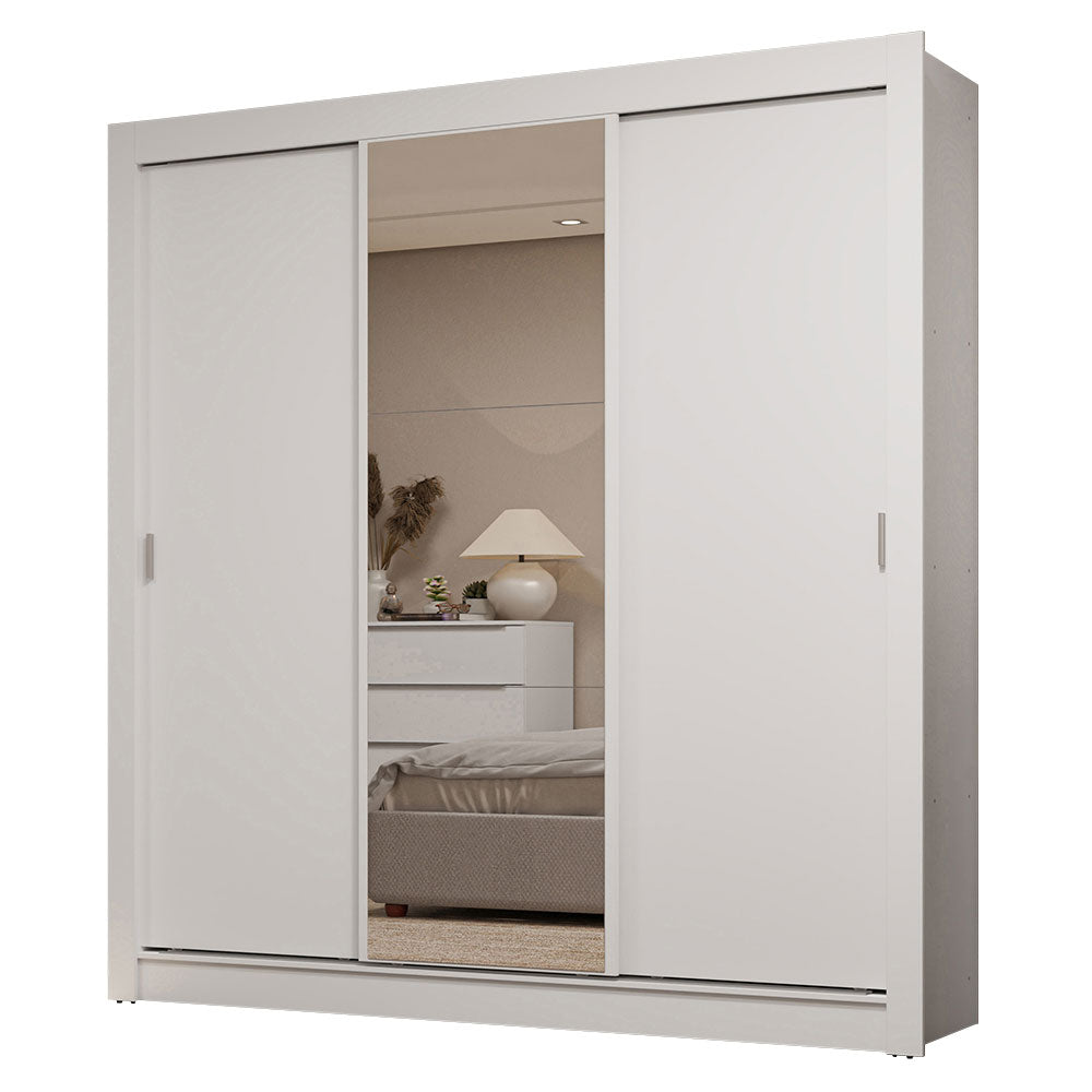 Clóset Matrimonial 3 Puertas Corredizas con Espejo 2 Cajones Blanco Sublime