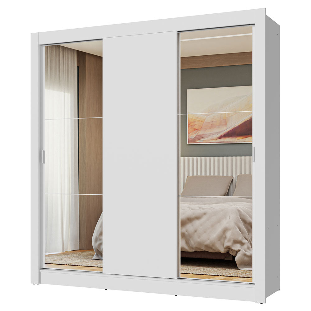 Clóset Matrimonial 3 Puertas Corredizas con Espejos Blanco Nobre