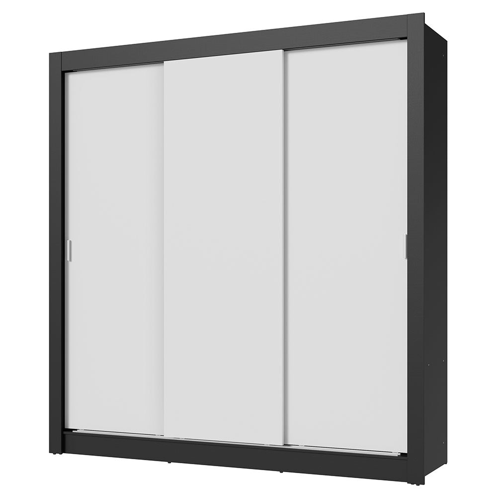 Clóset Matrimonial 3 Puertas Corredizas Negro/Blanco Nobre